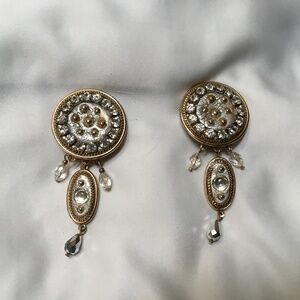 Silver & Goldtone Clip-On Rhinestone Earrings